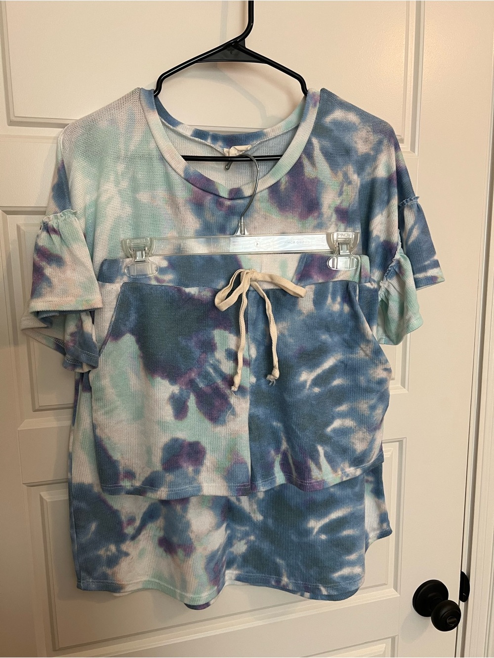 Tie-Dye Short Sleeve Pajama Top - Blue & Purple